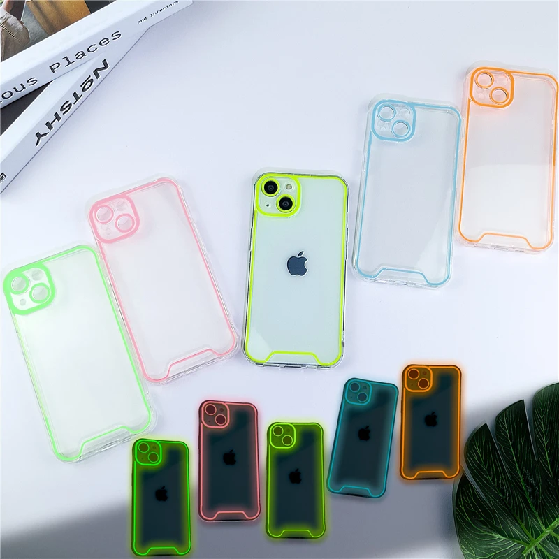 hot Luminous Night Light Silicone Soft fashion phone casefor iphone 13 12 11 14 Peo Max X XS XR for iphone 14 13pro clear cover