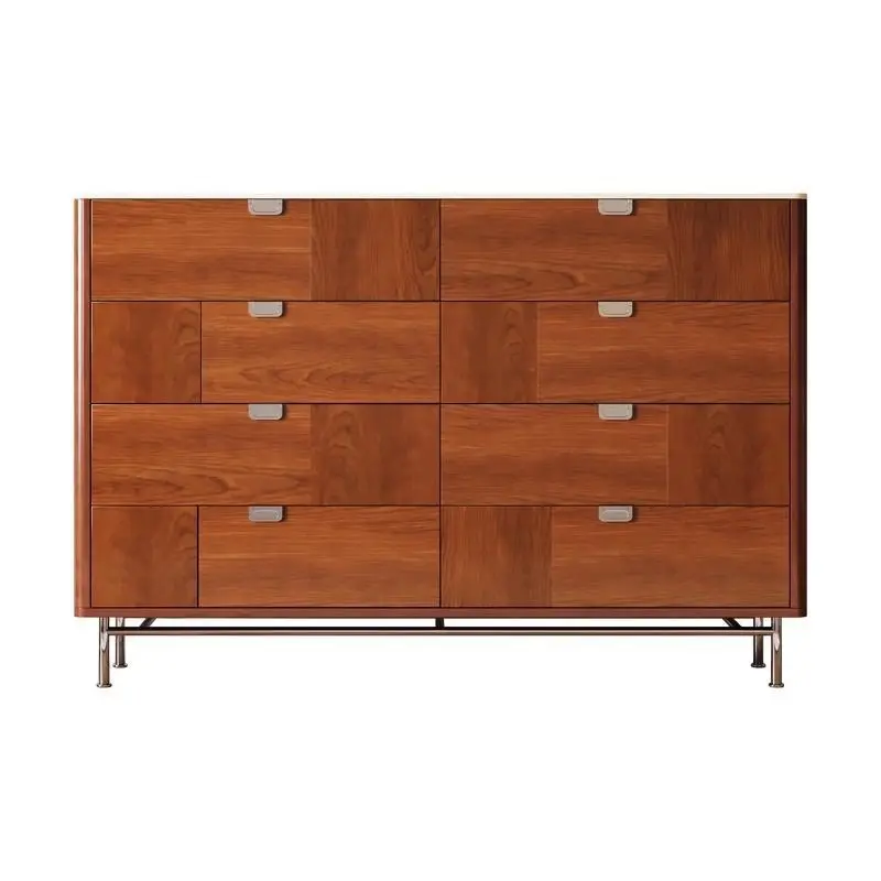 

Solid wood bucket cabinet retro style eight bucket cabinet Bauhaus bedroom storage dining side cabinet floor modern simplicity