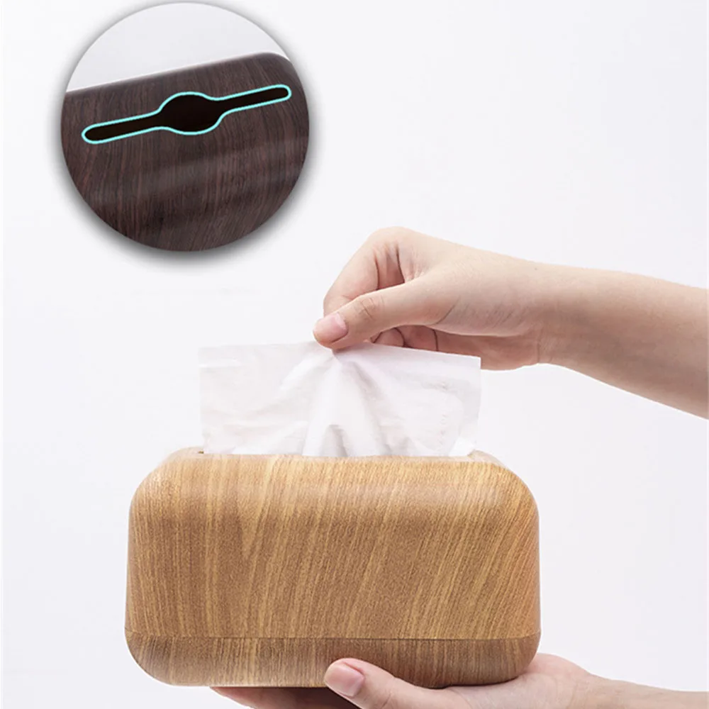 Japanese Tissue Box Napkin Storage Holder Wooden Cover ABS Toilet Paper Case Container Simple Stylish Home Car Desktop Organizer