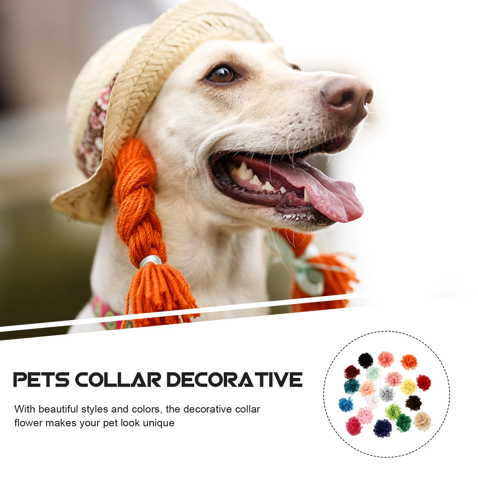 

20 Pcs Flower Pet Collar Ornaments Dog Puppy Decorative Charms Neckties Accessory Multi-Color Flowers Christmas