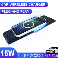 Car QI Wireless Charger 15w fast charging plate phone holder wireless phone charge For BMW X3 X4 F25 F26 2011 To 2014 2015 2017