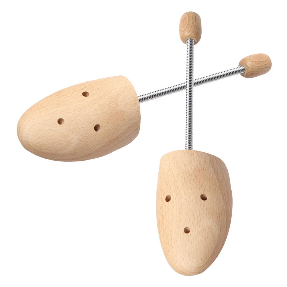 1Pair Beech Wooden Shoe Stretcher Adjustable Spring Design for Various Shoes Sizes Men Women Comfortable Shaping Tool