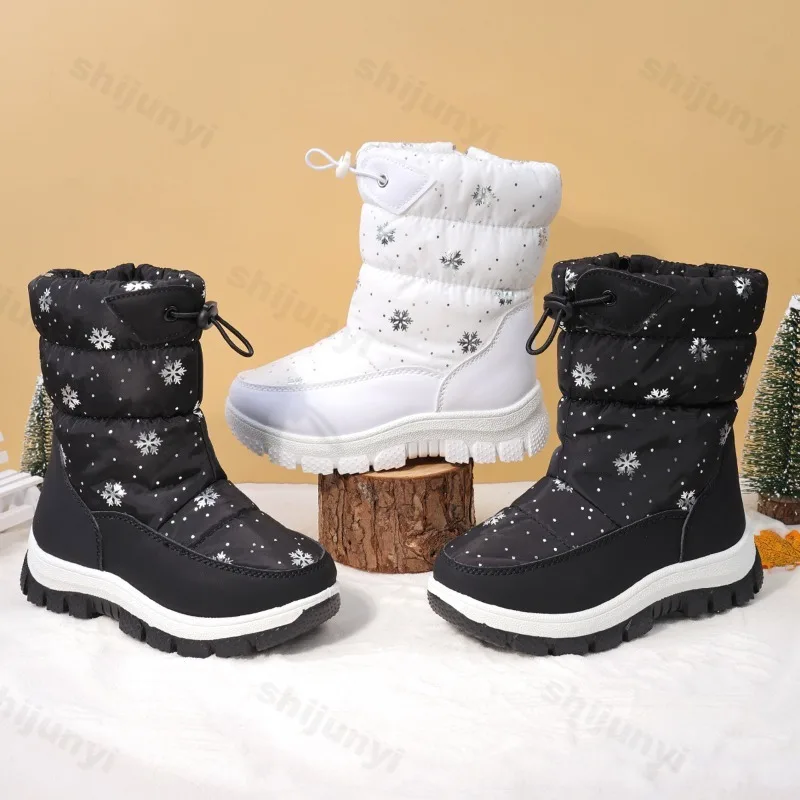Winter Girls Boys Snow Boots Children's Knee-high Boots New 2026 Warm Plush Outdoor Platform Non Slip Kids Waterproof Long Boots
