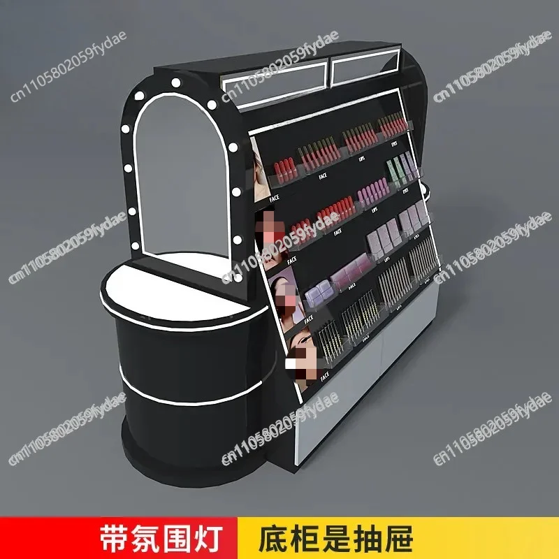 Makeup Display Cabinet, Baked Black High-end Cosmetics Shelf Display Rack
