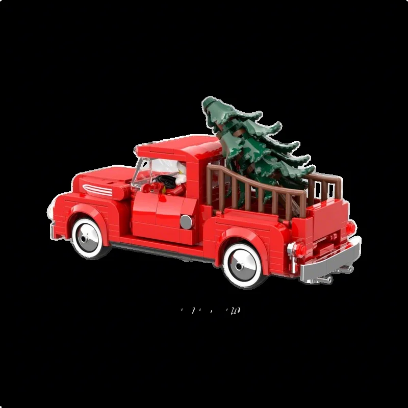 393 قطعة MOC شاحنة حمراء صغيرة نقل مدينة عيد الميلاد نموذج اللبنات لعبة البناء هدايا عيد الميلاد فكرة التعليم الطوب