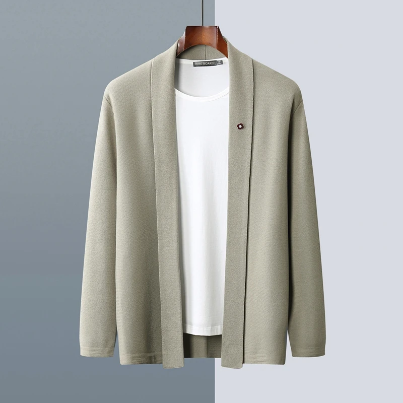 Autumn And Winter New Fashion Worsted Wool Cardigan Men's high-End Coat Casual Joker Coat Plus Size