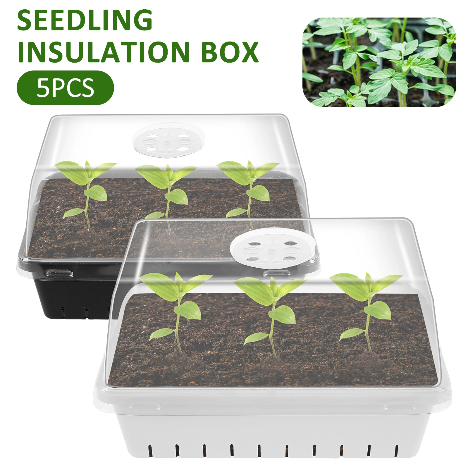 

5Pcs Garden Seedling Tray Plastic Plant Seed Starter Grow Box for Hydroponic Growing System Indoor Gardening Seeding Tray Tool