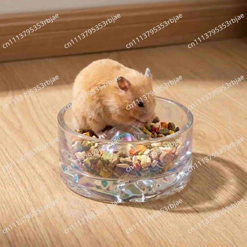 Cute Mountain Raised Crystal Glass Hamster Feeding Bowl Transparent Mini Pet Watering Bowl Anti-tip Hamster Food Bowl Pet Store
