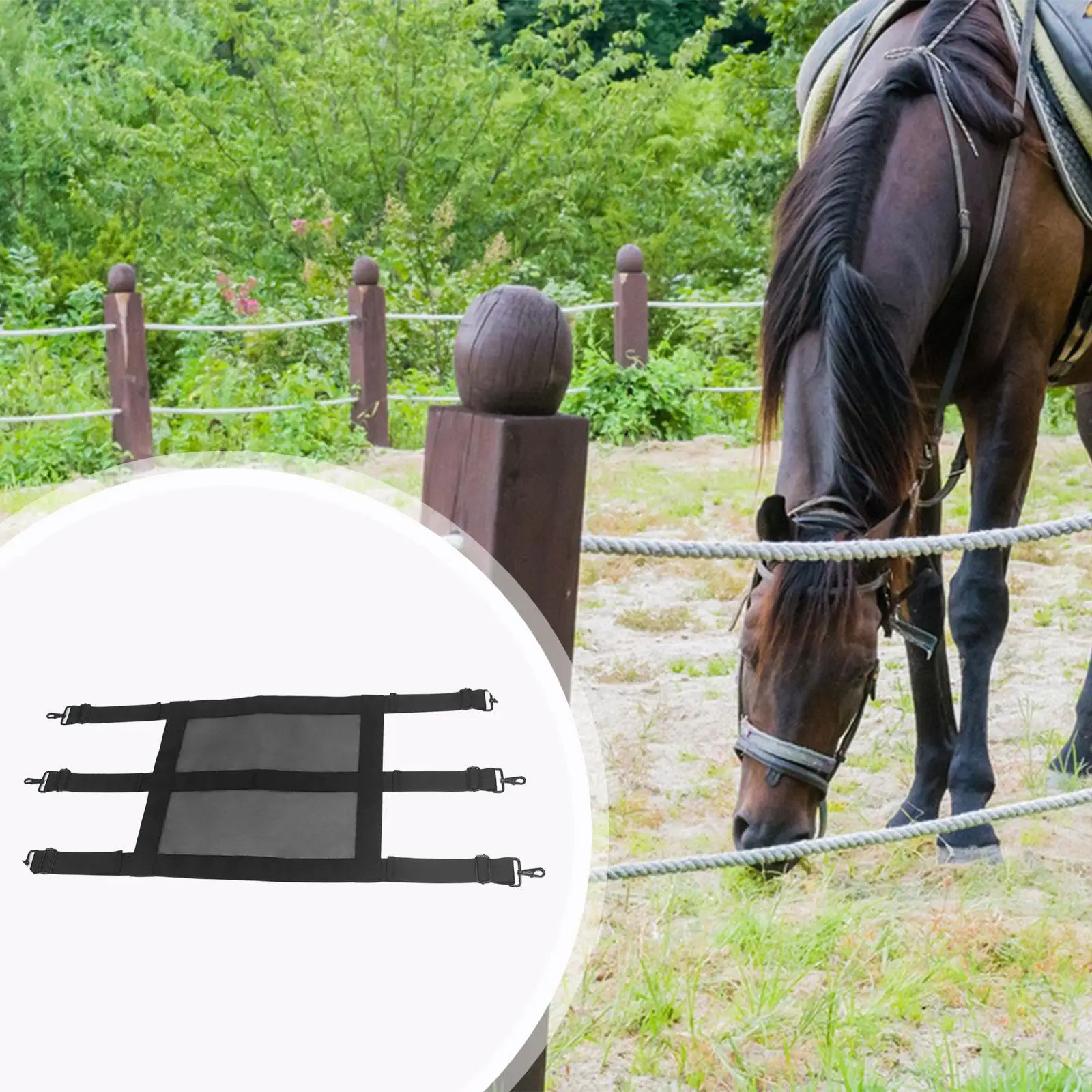 

Horses Stall Guard Easy Install Keep Horse Securely Allows Air Flow Equestrian Accessories Hooks with Mesh Stall Guard for Horse