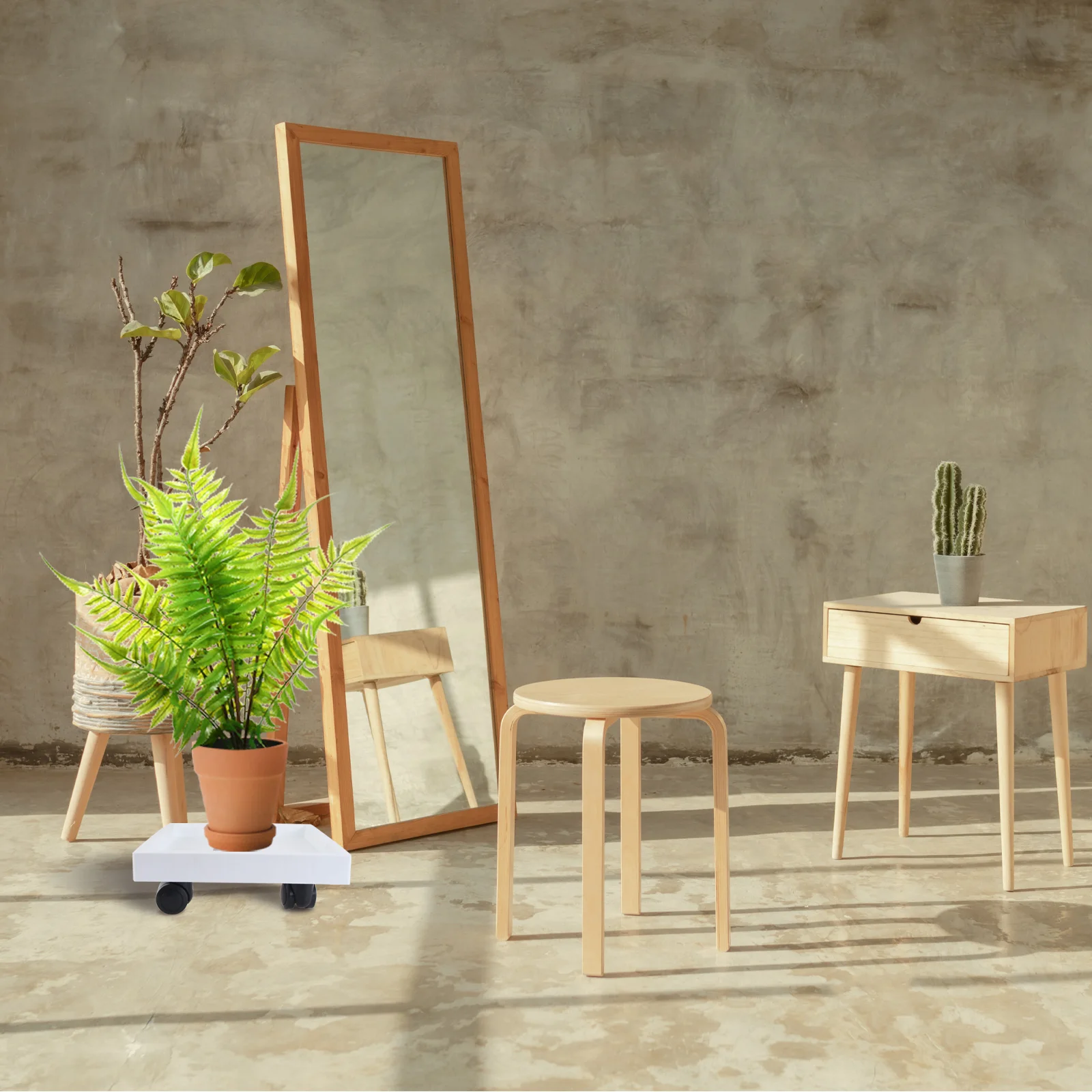 

Square Flowerpot Tray Movable Wheels Durable PP Resin Planter St Plant Pot Base Universal Wheel Garden Supplies