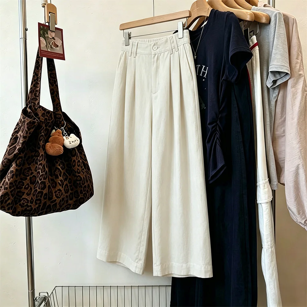 

Ladies plus Size Harem Pants Summer New Style Wide Leg Thin Straight Cut High Waist Casual Trousers Artistic Commute Style
