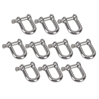 D Type Shackle Short Paragraph Rigging 304 Stainless Steel M4 M5 M6 Shackle Hooks boat rigging hardware Pack of 10