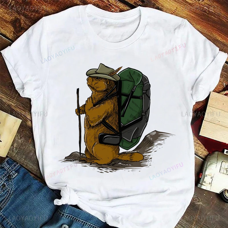 Happy Camper Shirt Casual Zomer Esthetische T-Shirt Korte Mouw Mode Dame Grappige Cartoon Print Mode Grafische Elegante T-Shir