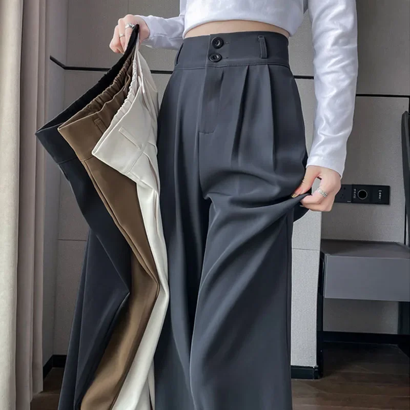 

Slim Straight Pants for Women, Casual Trousers, High Waisted, Wide Legs, Korean Fashion Trend, Loose, Spring, Summer, New