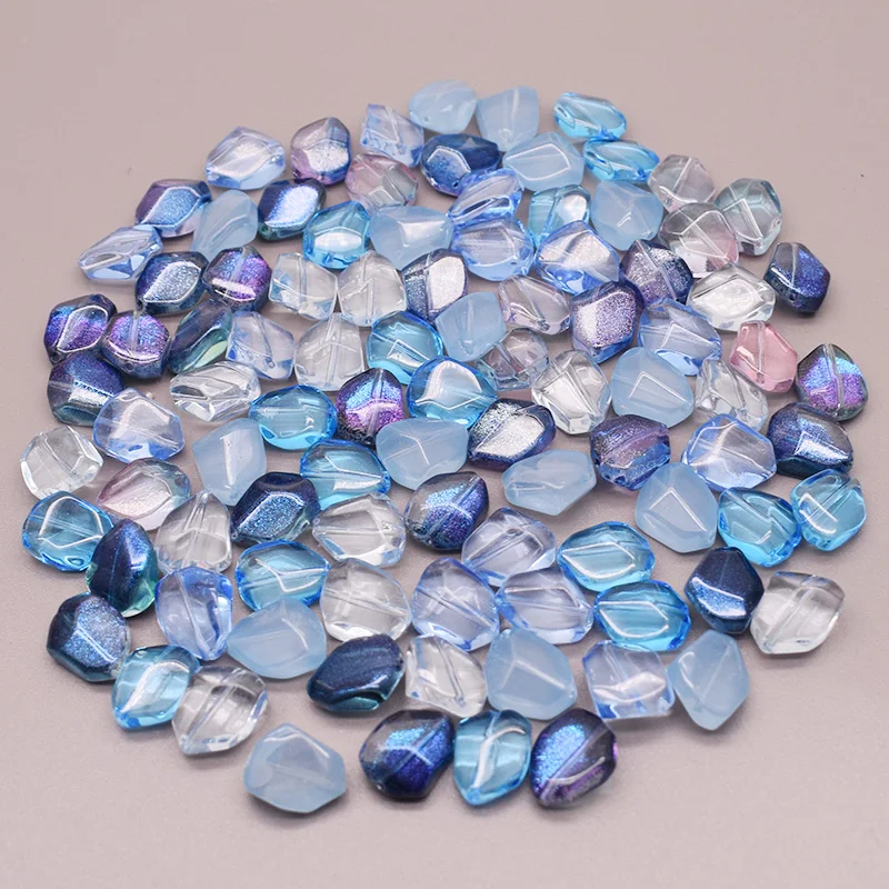 15pcs 12x15mm Shiny Colorful Random Irregular Shape Glass Beads Loose Spacer Bead For Jewelry Making DIY Bracelet Necklace