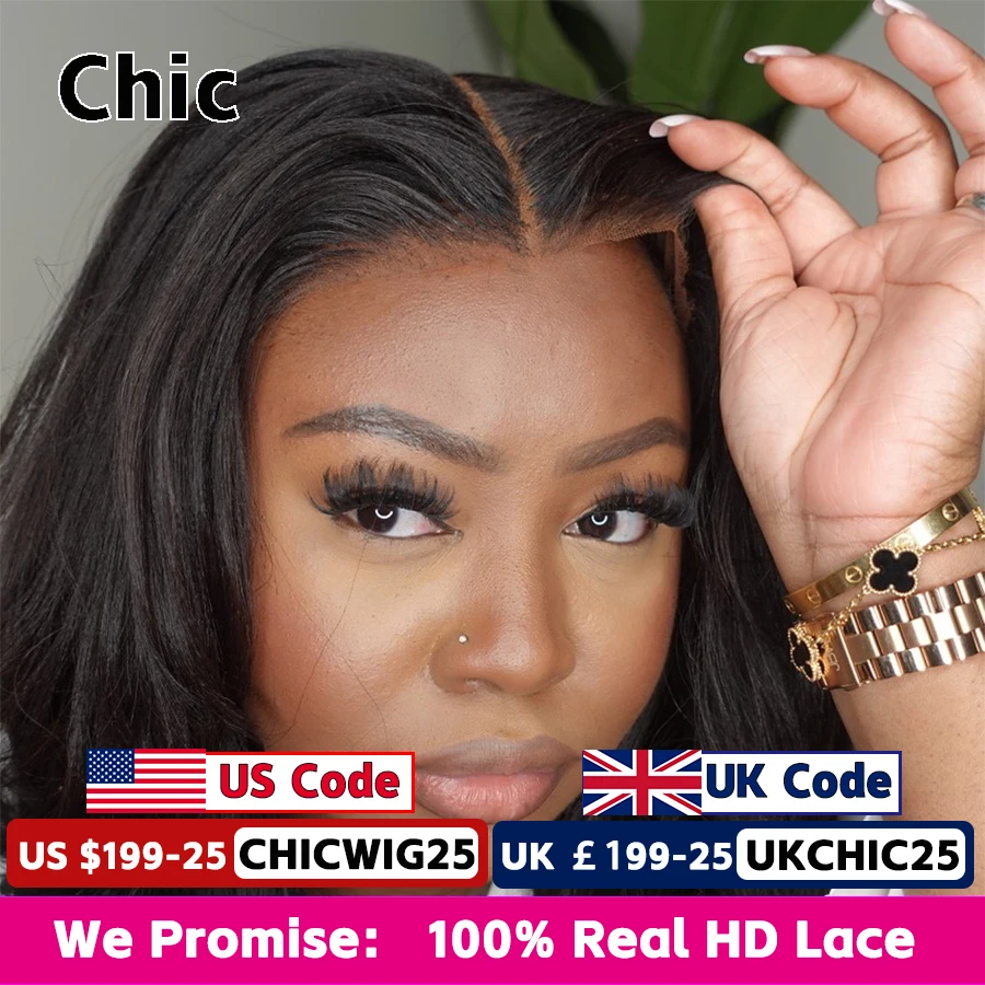 Gd Chic Wigs Bone Straight Real HD Lace Wig 32inch 2x6 6x6 5x5 HD Lace Closure Wigs 250% Glueless Pre Bleached Plucked For Women
