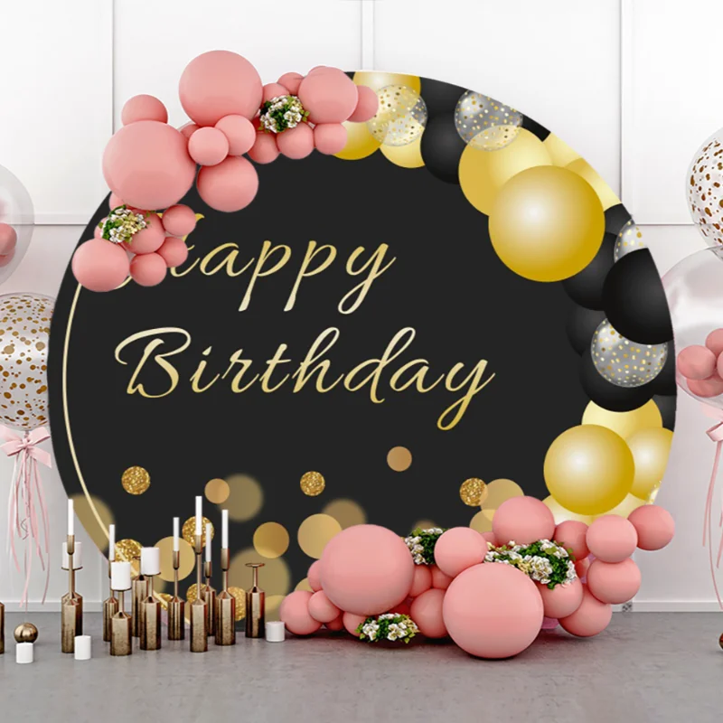 Happy Birthday Party Background, Blue Headboard Texture, Round Photography Background, Name Custom Poster, Photocall Backdrop