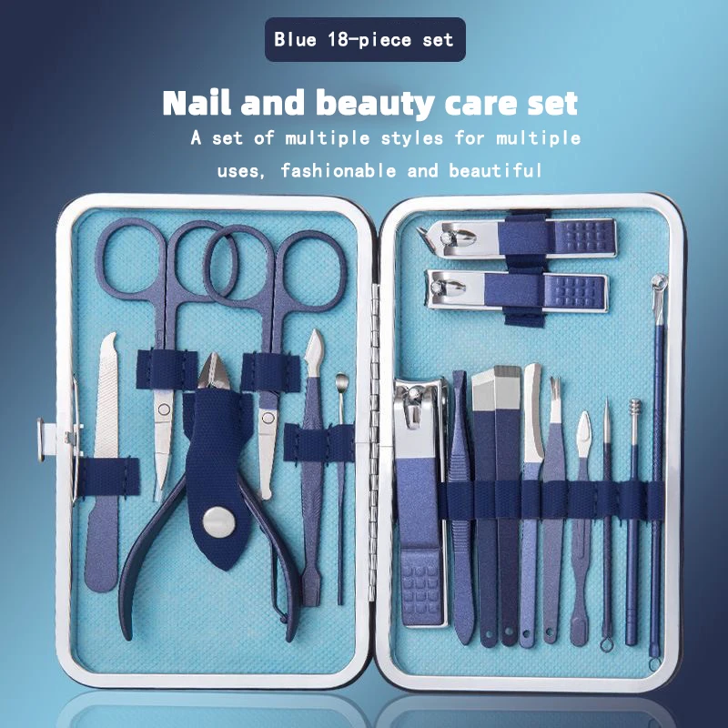 

Portable 18 Piece Nail Clipper Set Home Slanted Paronychia Nail Clippers Ear Picks Dead Skin Clippers Manicure Tools Sets