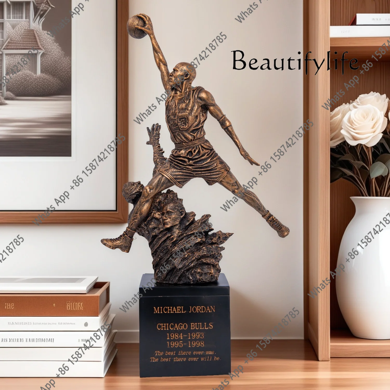 

50cm Michael Jordan 23 Resin Sculpture Handmade Art ResinStatues Bronze Finish Statues Home Art Decor Gift