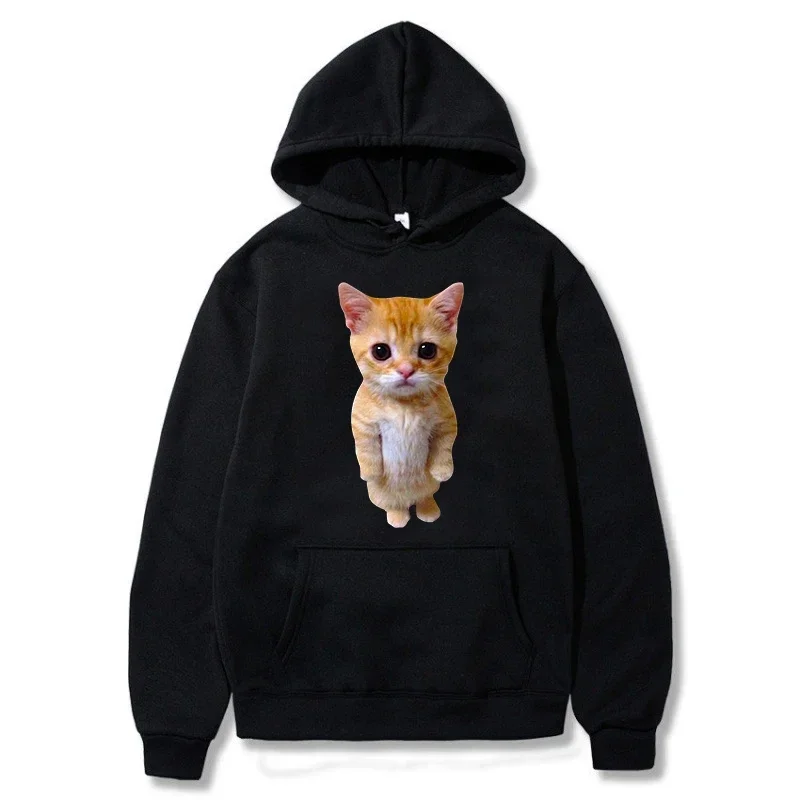 A fun cat-printed hoodie for both men and women in the 2025 trendy autumn and winter season, a casual and fashionable top