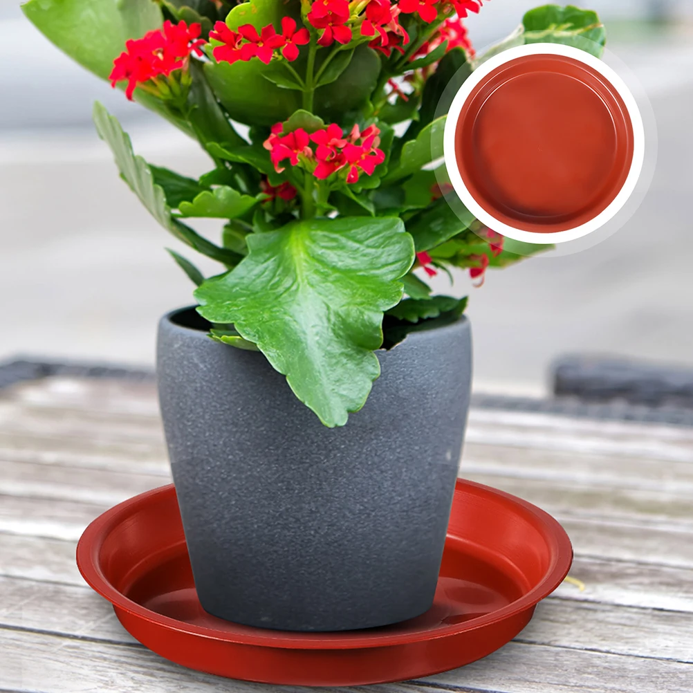 

10 Pcs Round Plastic Plant Trays Saucers for Flower Pots Catch Water Red 180 Size Gardening Indoor Plants Planter Plates