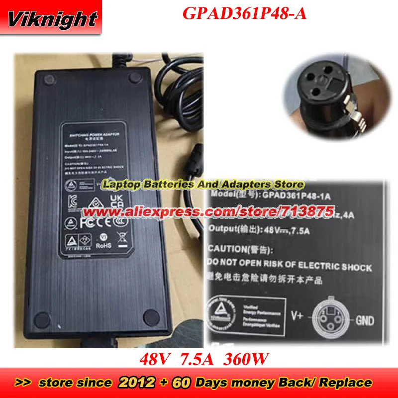 

GPAD361P48-A AC Adapter 48V 7.5A 360W for For AMARAN 300C PHOTOGRAPHY FILL LIGHT Power Adapter with KaNong 3Hole