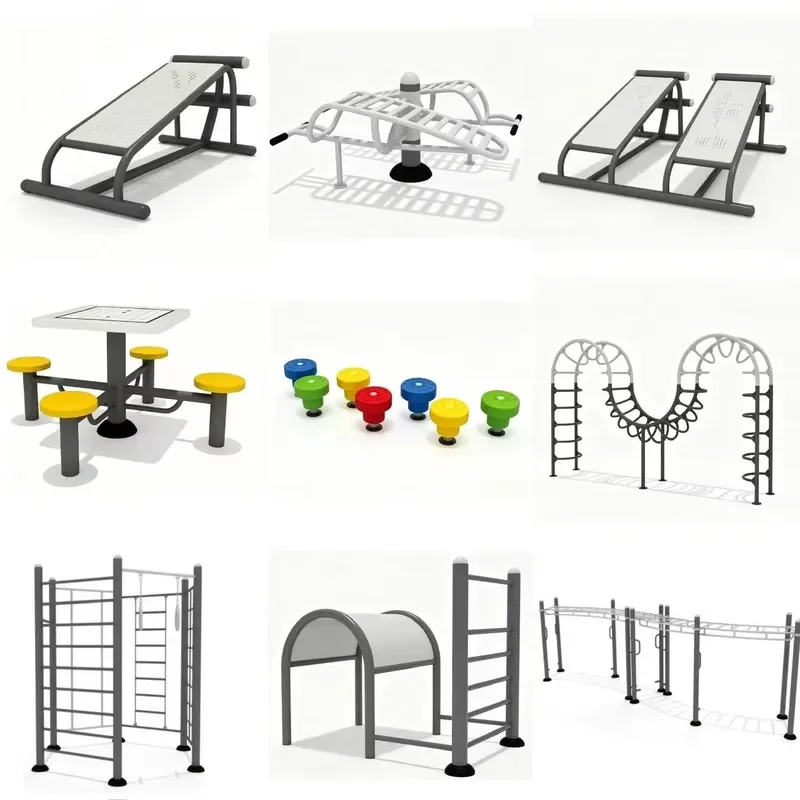 Outdoor durable galvanized steel double lumbar abs trainer, suitable for multi-person fitness equipment in park gyms