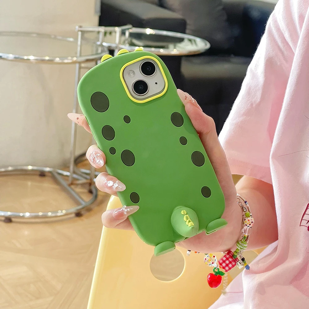 Für iPhone 11 12 13 14 15 Pro Max Lustige Cartoon Polden Sulley Monsters Dinosaurier Hülle Weiche Silikonhülle mit Ständerhalter – Detail 4
