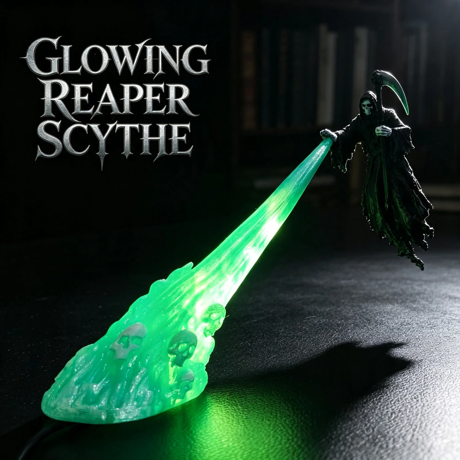 LED Illuminated Ghost Reaper Bookshelf Lamps 3D Printed Soul Beam Skull Lighted Halloween Horror Decor Gothic Home Room Gift
