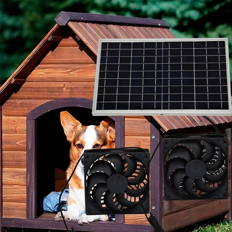 For Pet Kennel Cooling - Auto Exhaust Ventilation Cat/Dog House & Poultry Shed  EESBAO Energy Saving 10W Solar Fan