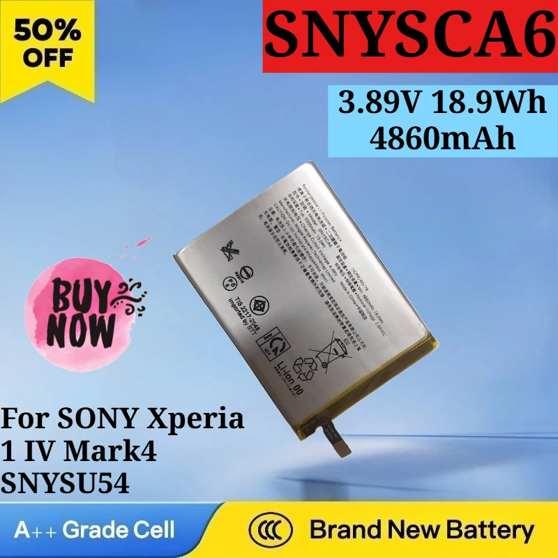 

High Quality SNYSCA6 3.89V 18.9Wh 4860mAh Mobile Phone Battery for SONY Xperia 1 IV Mark4 SNYSU54 SNYSDU6 Replacement Battery
