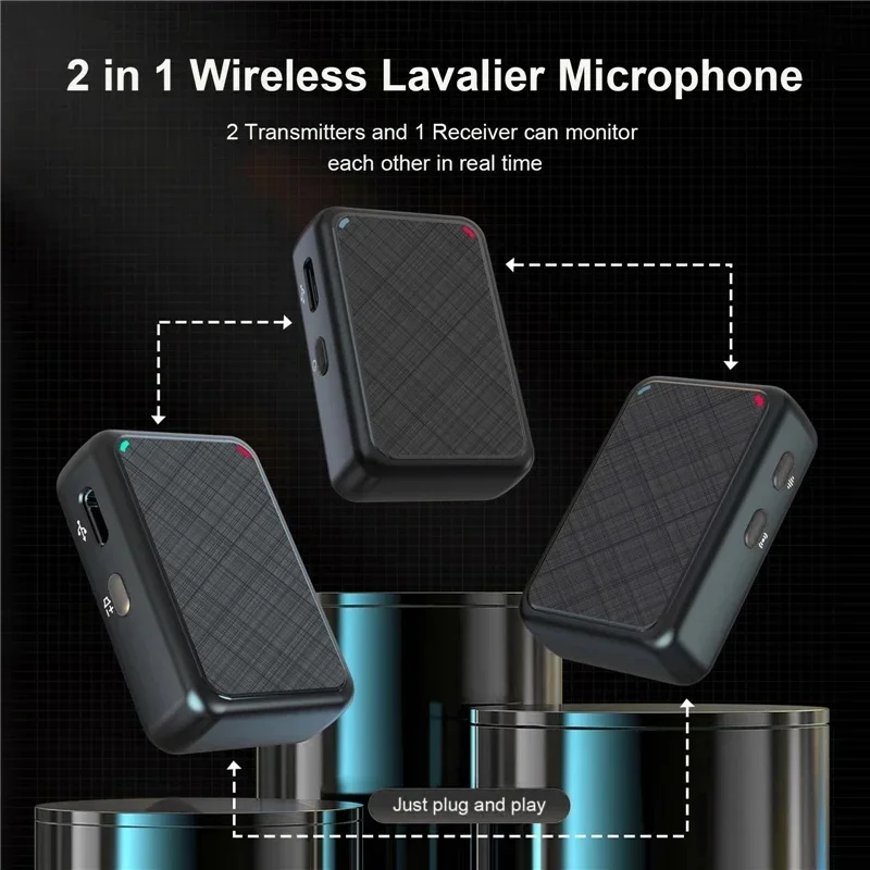 

With 98ft For Smartphone DSLR Camera DV Vlog YouTube Live Wireless Lavalier Recording Microphone Dual Channel Lapel Mic System