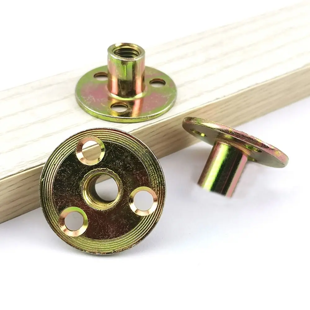5Pcs/set Portable Metal Three-hole Locking Flange Nut Round Flat M6 M8 M10 Lock Nuts Nut Fastener Tee Furniture Nuts Screw