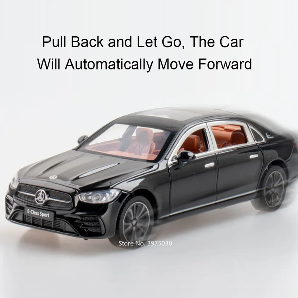 1:24 Benz E300L Cars Toys Models Alloy Diecast with Light Sound Vehicle Model Wheel Pull Back Miniature Car Toddler Kids Gifts