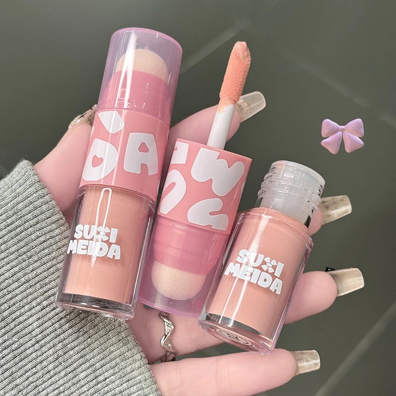 متعدد الاستخدامات السائل أحمر الخدود عصا مزدوجة نهاية تمييز كونتور كريم ممتلئ الوردي التخسيس لون الوجه مقاوم للماء ماكياج اليومي