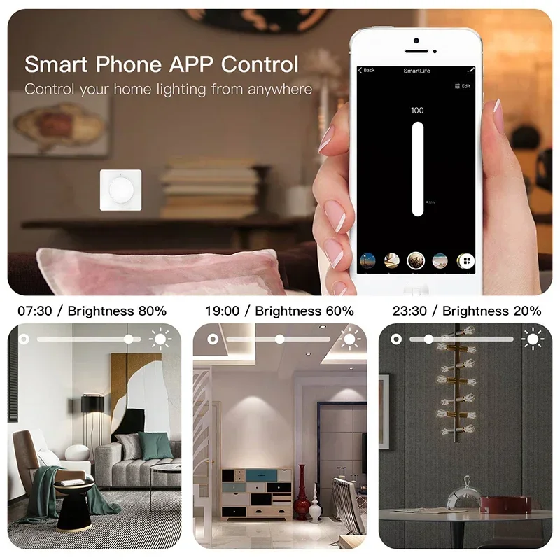 ZigBee WiFi Smart Rotary Light Dimmer Switch Smart Life/Tuya Wireless Remote Control Brightness Memory Work with Alexa Google EU