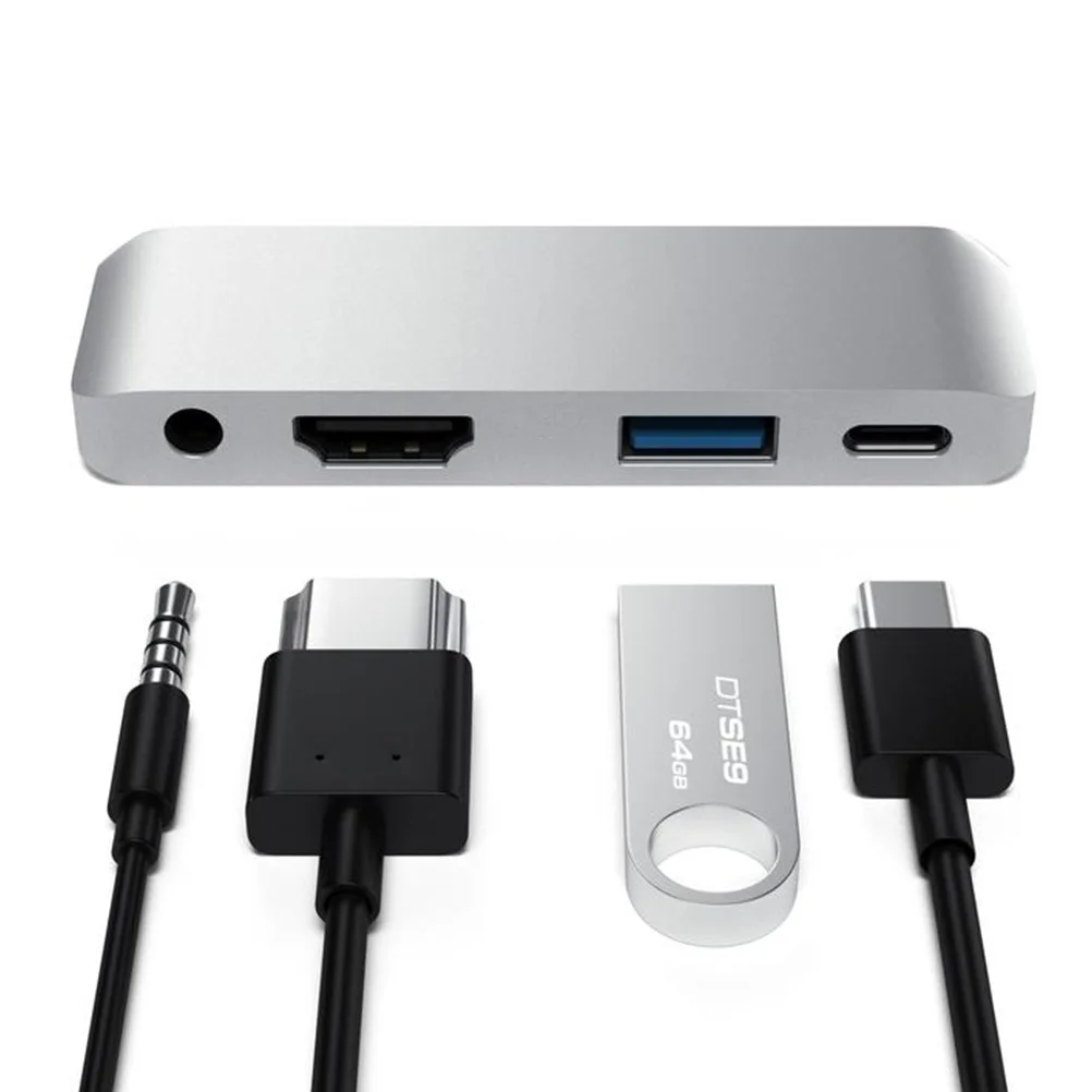 

Компактный USB-C концентратор с поддержкой PD-зарядки, 4K, USB 3.0, разъемом для наушников 3,5 мм для ноутбуков, планшетов и настольных ПК, легкий и портативный дизайн