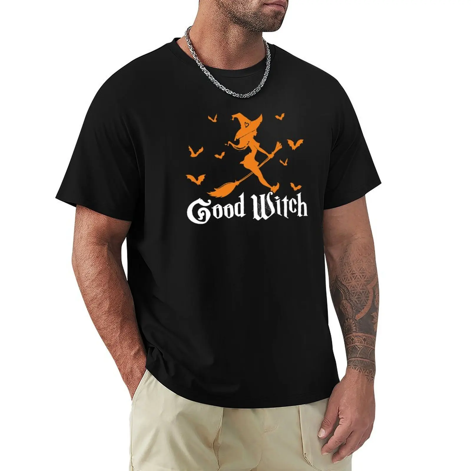 

Good Witch Flying on a Broom with Cute Hat Funny Halloween Gifts for Women T-Shirt hippie clothes kawaii clothes tshirts for men