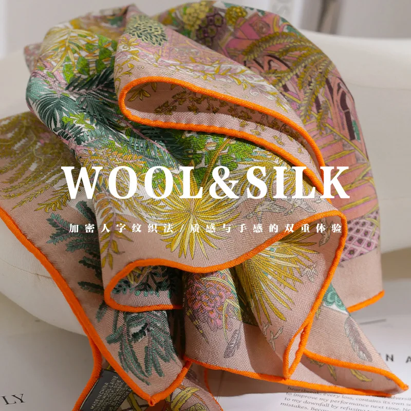 

70% wool 30% Real Silk Scarf for Women Shawls Wraps Foulard high quality Scarves Pashmina Female Hijab Bandana bufanda Poncho