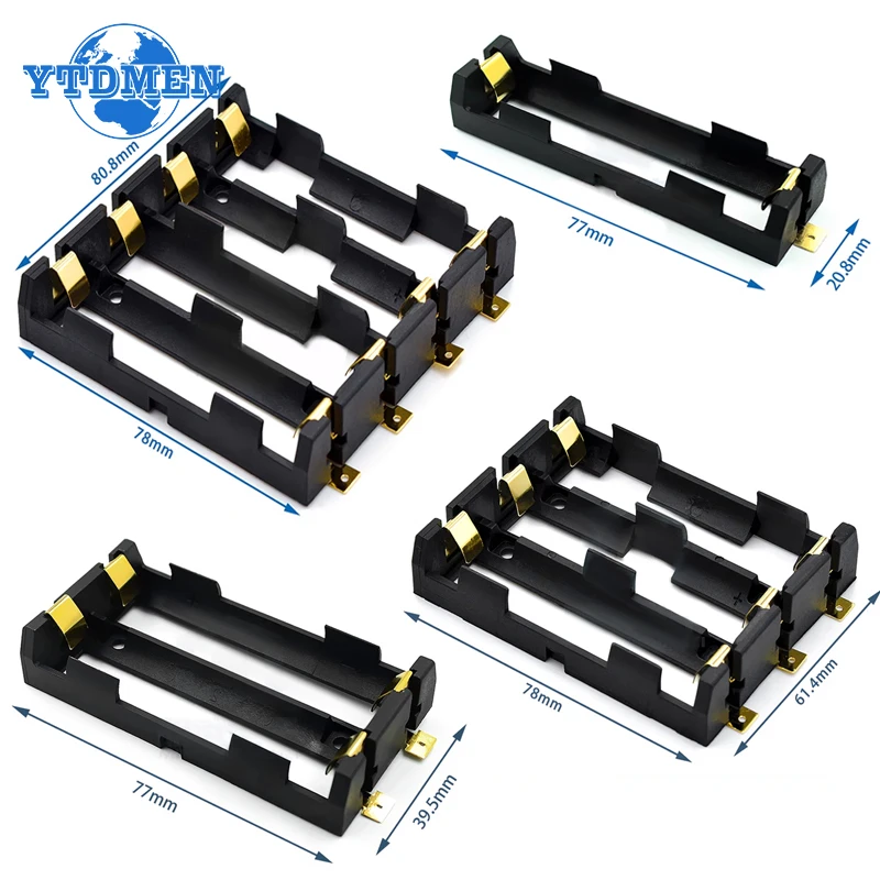 1x 2x 3x 4x 18650 SMT Battery Holder 18650 SMD Battery Box Storage Case Container Power Bank with Bronze Pins