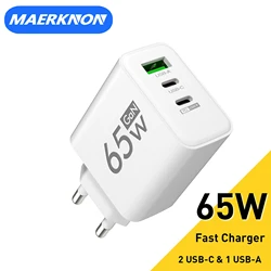 Cargador USB C GaN de carga rápida, adaptador de pared 3,0 para teléfono iPhone, Xiaomi 13, POCO, Samsung, Oneplus, 65W