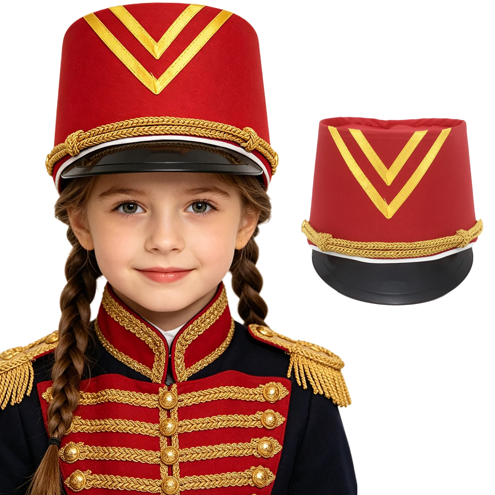 Sombrero de banda de tambor con plumas, sombrero de majorette, sombrero de maestro de ceremonias para Halloween, disfraz, accesorio para la cabeza