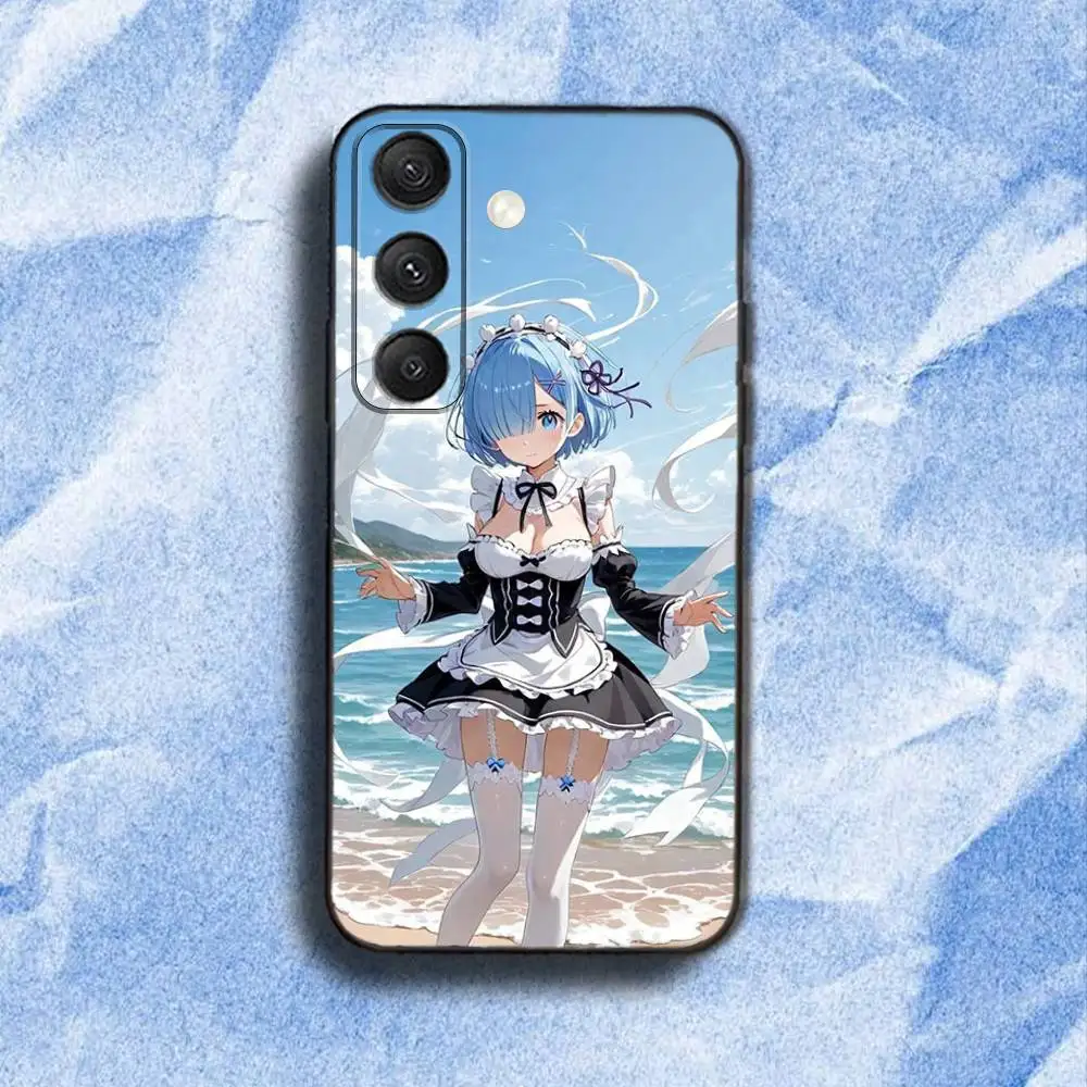 Funda de teléfono Rem R-Re Z-Zero-S Anime para Samsung S 25,24,23,22,30,21,10,9,Ultra,Plus,Lite,FE,4,5G, funda blanda negra
