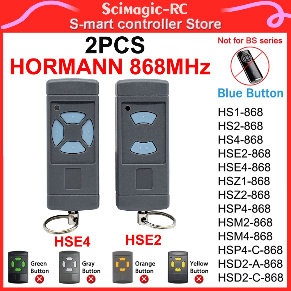 2pcs HORMANN HSE2 / HSE4 868 MHZ Garage Remote Control for 868.35mhz HORMANN Handheld Transmitter Gate Door Opener