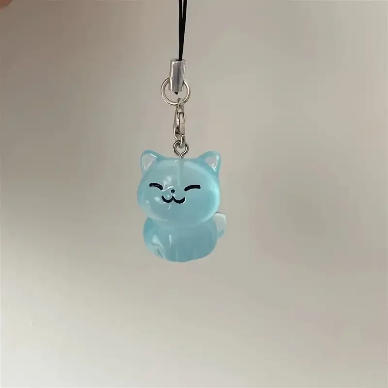 لطيف القط متوهجة الهاتف المحمول قلادة جالبة للحظ الراتنج سلسلة ل iP 16 CCD كاميرا البريدي حقيبة الملحقات في كوريا Kawaii أنيمي حالات