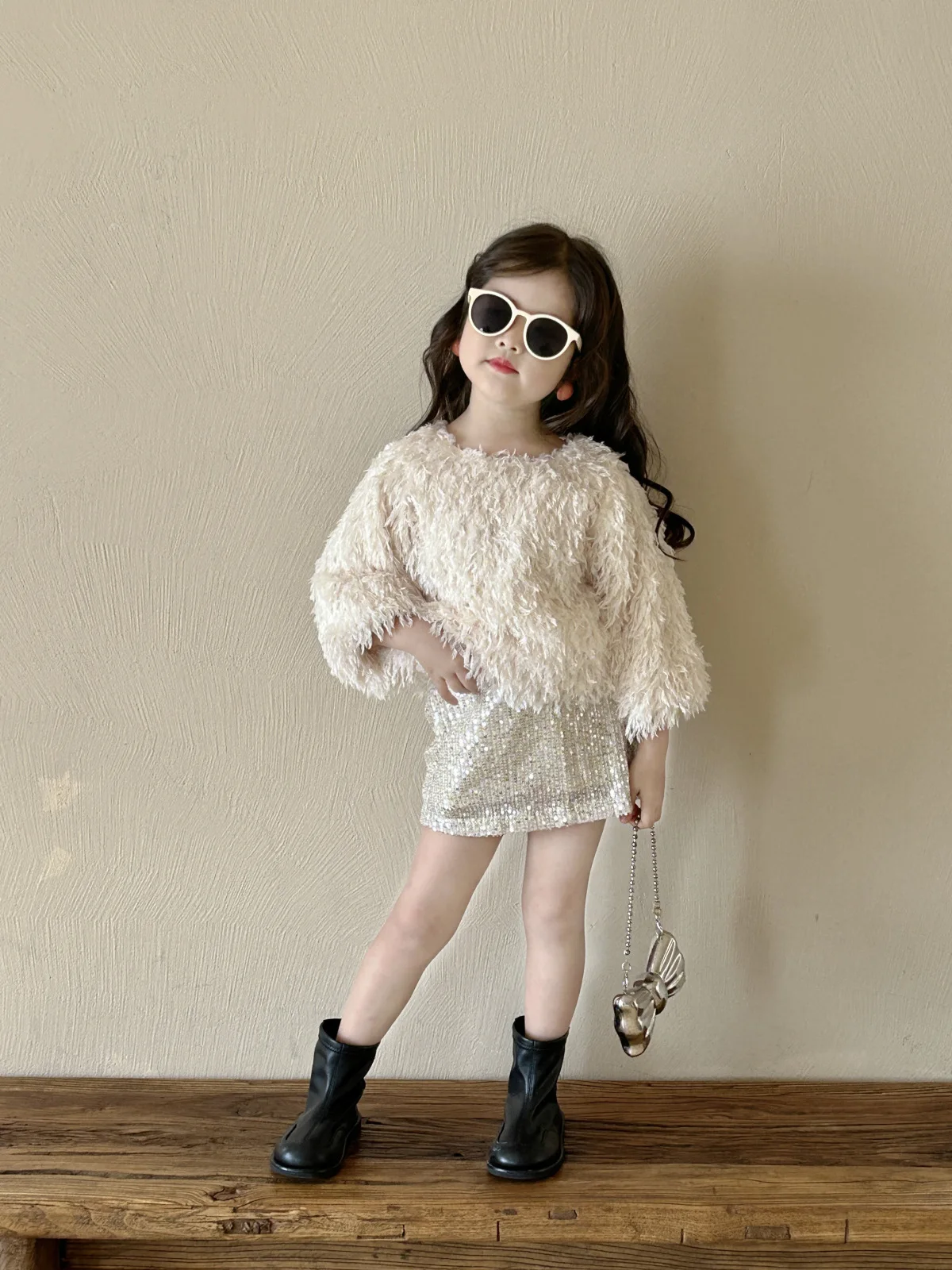 Girls Clothes Sets New Spring Kids Baby Girl Tassels Sweater Top and Sequins Skirt 2PCS Clothes Suit Children Sweet Outfits 2-8y