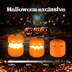 Halloween Night Light Foldable Pumpkin Lantern with Hanging Rope Halloween Party Decoration Atmosphere LED Night Light