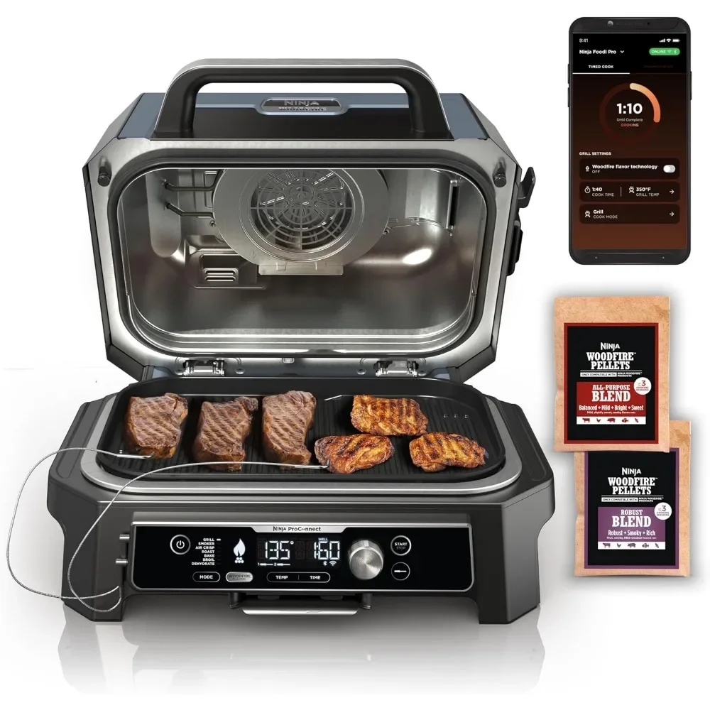 Woodfire Pro Connect Premium XL Outdoor Grill & Smoker, Bluetooth, App Enabled, 7-in-1 Master Grill, BBQ Smoker, Out