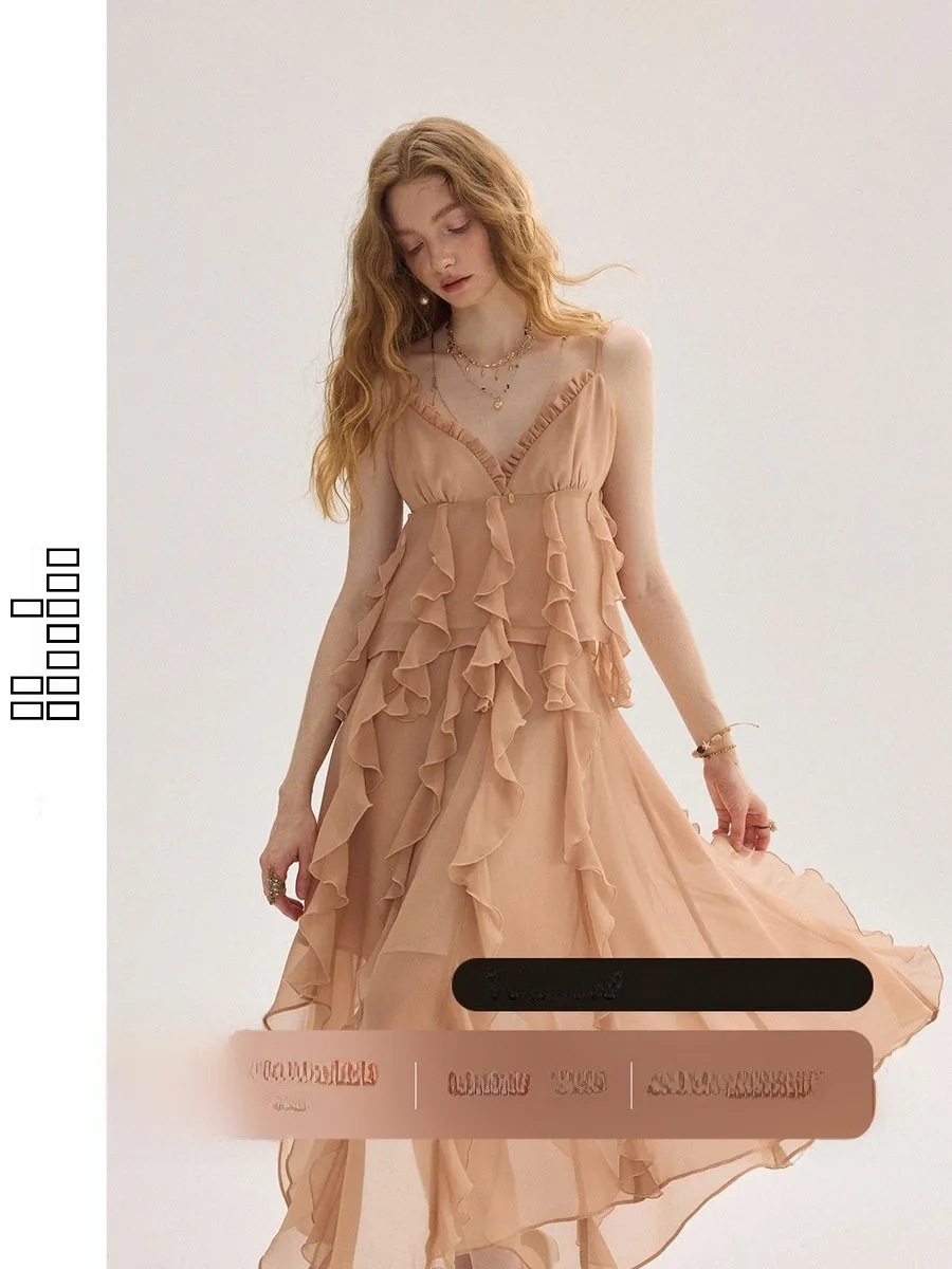 

Летний женский шифоновый комплект: топ с асимметричной кружевной отделкой и юбка, модный костюм-двойка из полиэстера