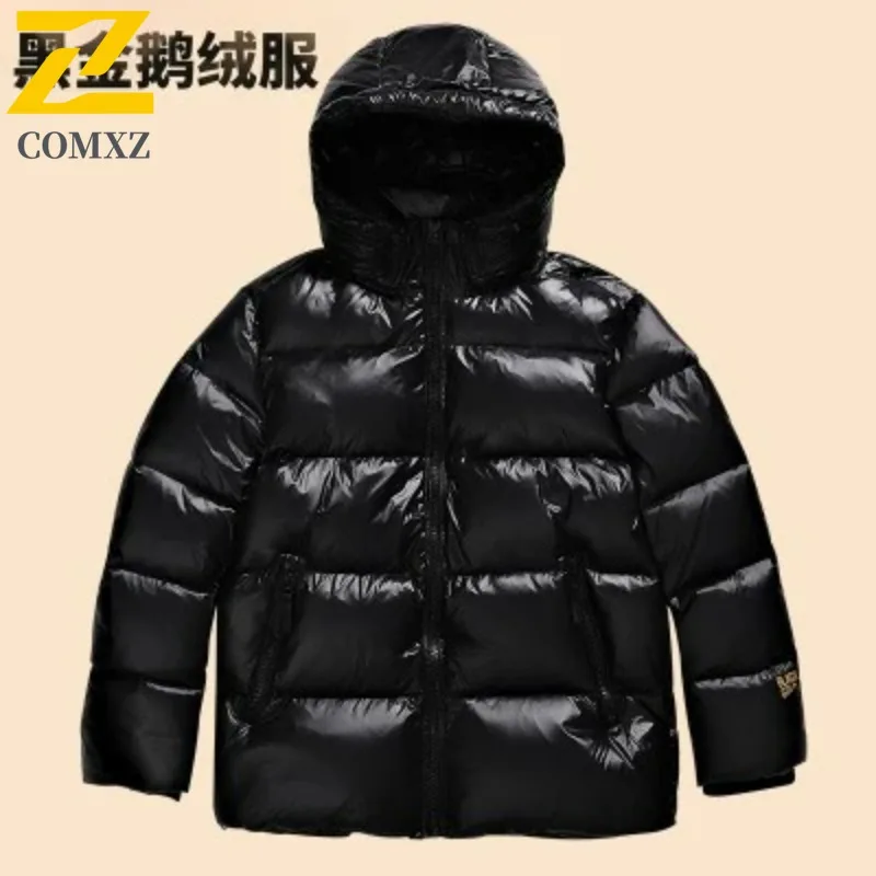 Men black gold Winter Coat Thermal Lined Hooded Puffer Jacket Windproof Waterproof Thickened Outdoor Parka Casual Streetwear2025